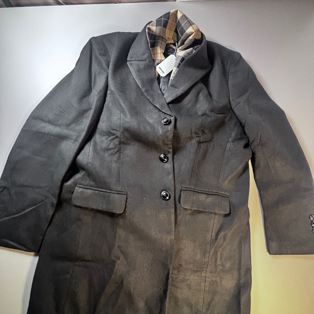 Men's XL Black Overcoat Blazer Jacket Detachable Plaid Scarf Coofandy NWT - Picture 2 of 11